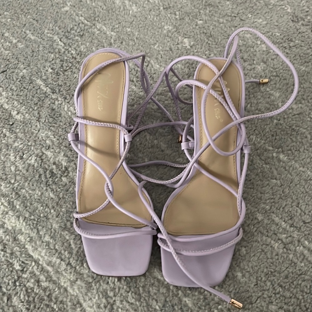 Lavender lace up heels